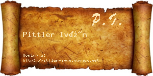 Pittler Iván névjegykártya